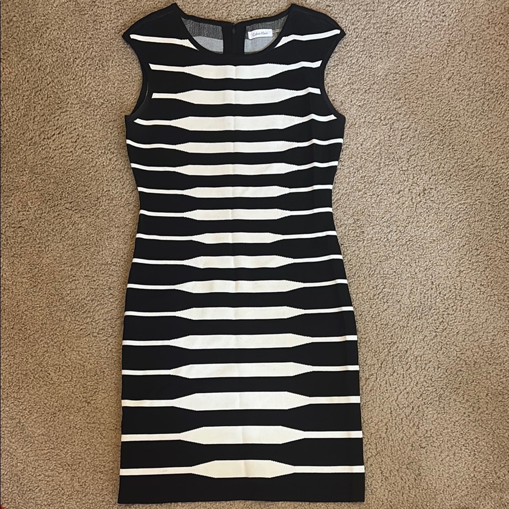 Elegant Black and White Striped Dress